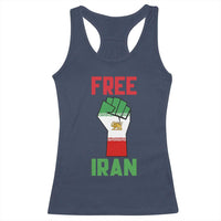 Free Iran Raised Fist Racerback Tank Top Persian Flag Lion and Sun Emblem Iranian Revolution