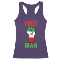 Free Iran Raised Fist Racerback Tank Top Persian Flag Lion and Sun Emblem Iranian Revolution