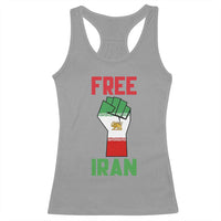 Free Iran Raised Fist Racerback Tank Top Persian Flag Lion and Sun Emblem Iranian Revolution