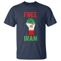 Free Iran Raised Fist T Shirt Persian Flag Lion and Sun Emblem Iranian Revolution