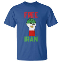 Free Iran Raised Fist T Shirt Persian Flag Lion and Sun Emblem Iranian Revolution