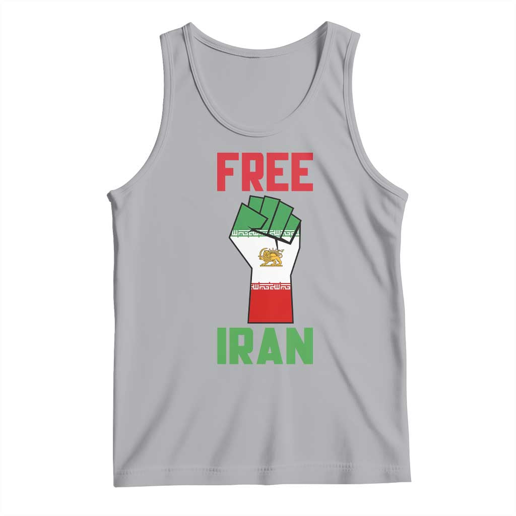 Free Iran Raised Fist Tank Top Persian Flag Lion and Sun Emblem Iranian Revolution
