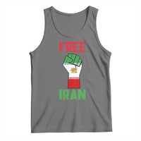 Free Iran Raised Fist Tank Top Persian Flag Lion and Sun Emblem Iranian Revolution
