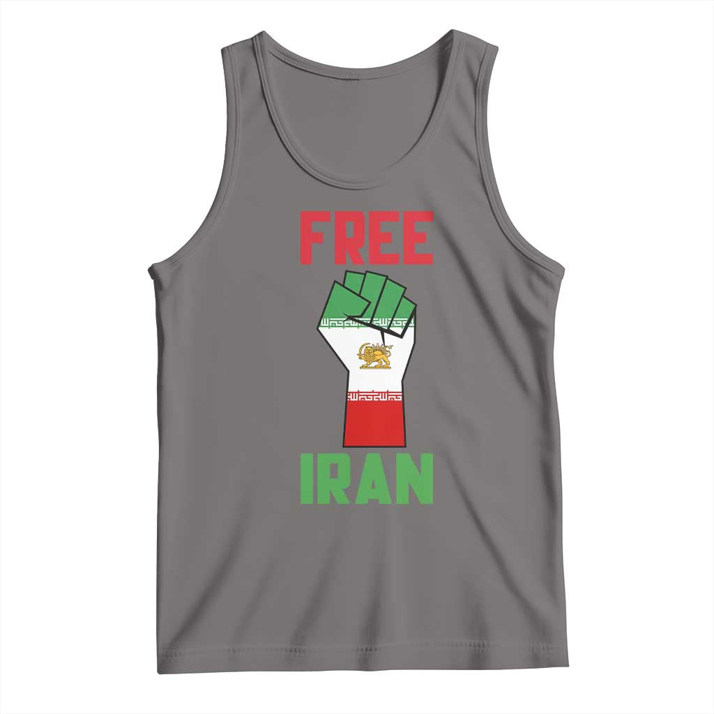 Free Iran Raised Fist Tank Top Persian Flag Lion and Sun Emblem Iranian Revolution