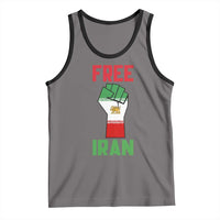 Free Iran Raised Fist Tank Top Persian Flag Lion and Sun Emblem Iranian Revolution