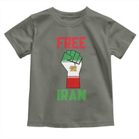 Free Iran Raised Fist Toddler T Shirt Persian Flag Lion and Sun Emblem Iranian Revolution