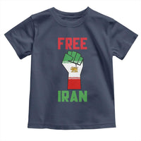 Free Iran Raised Fist Toddler T Shirt Persian Flag Lion and Sun Emblem Iranian Revolution