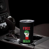 Free Iran Raised Fist Tumbler Cup Persian Flag Lion and Sun Emblem Iranian Revolution
