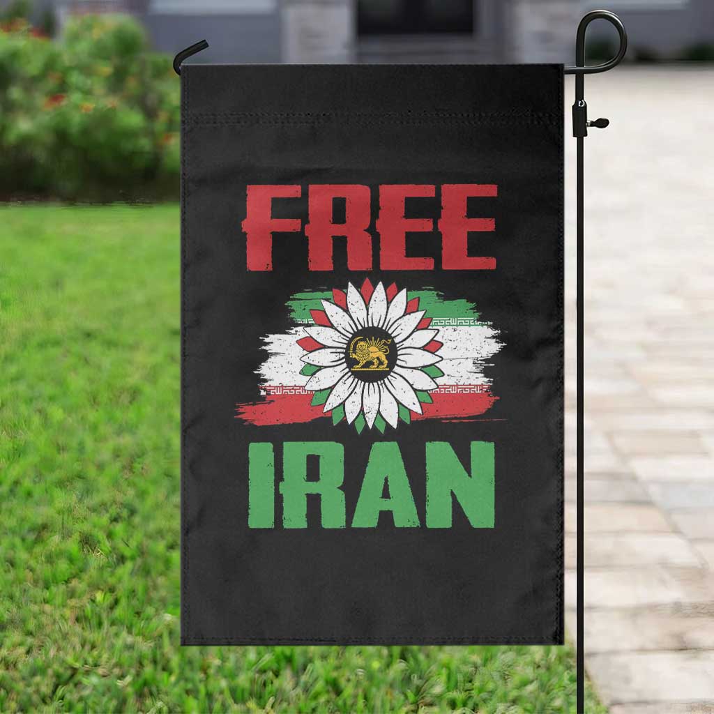 Free Iran Sunflower Garden Flag Persian Flag Lion and Su Iranian Revolution Freedom Supporters