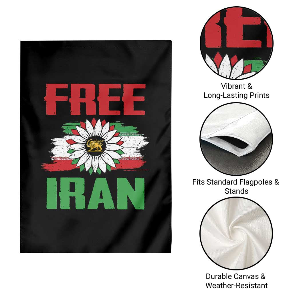 Free Iran Sunflower Garden Flag Persian Flag Lion and Su Iranian Revolution Freedom Supporters