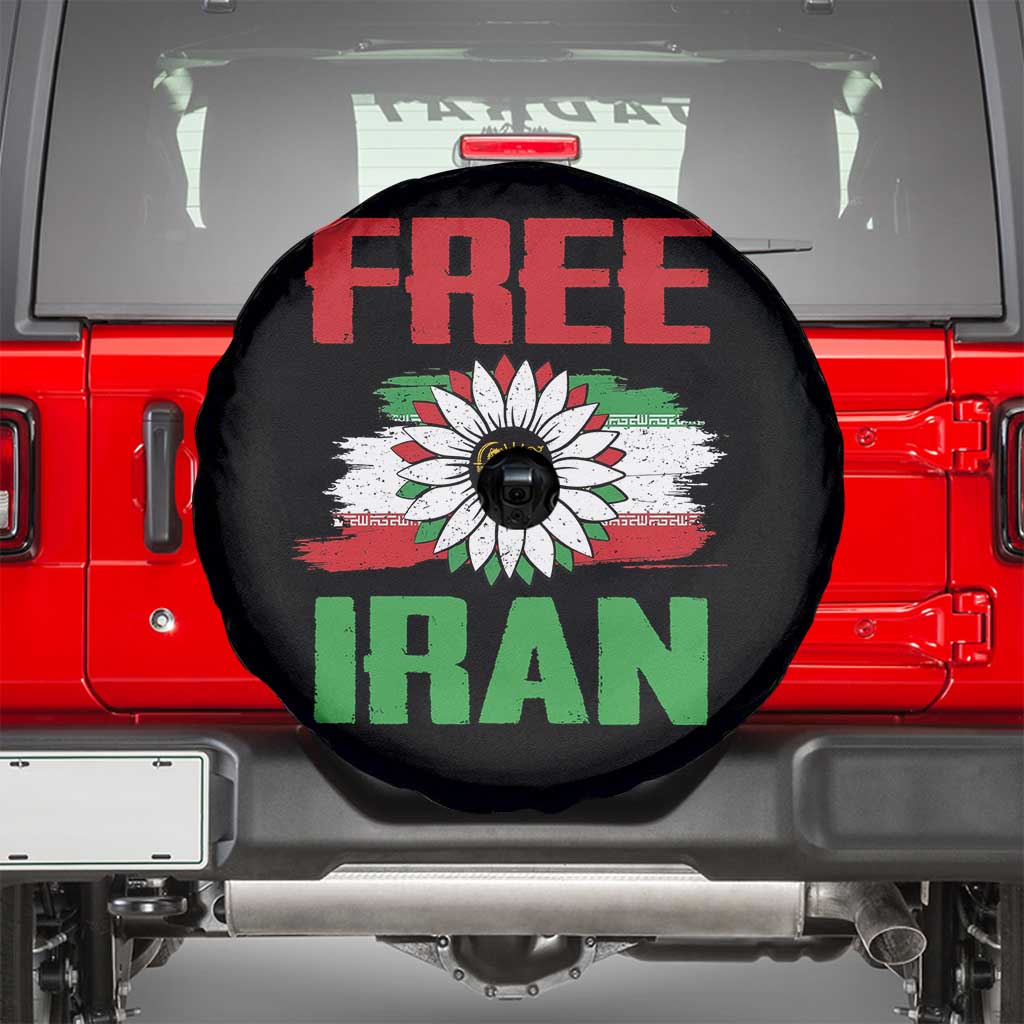 Free Iran Sunflower Spare Tire Cover Persian Flag Lion and Su Iranian Revolution Freedom Supporters