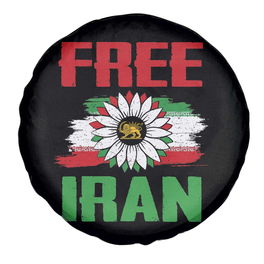 Free Iran Sunflower Spare Tire Cover Persian Flag Lion and Su Iranian Revolution Freedom Supporters
