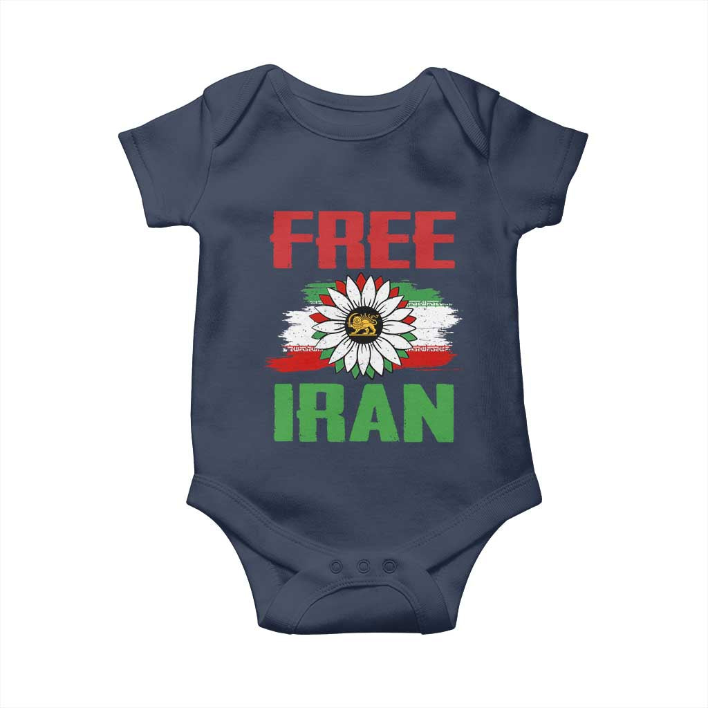 Free Iran Sunflower Baby Onesie Persian Flag Lion and Su Iranian Revolution Freedom Supporters