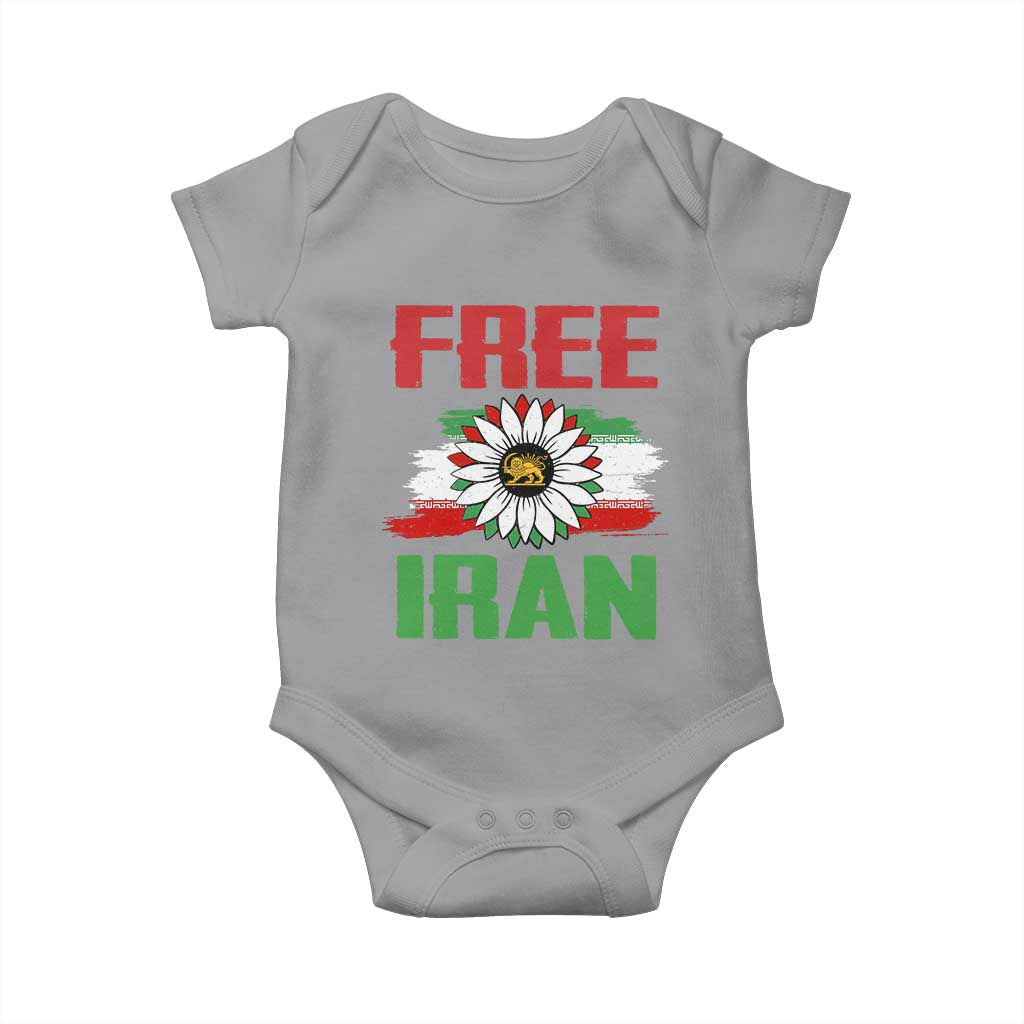 Free Iran Sunflower Baby Onesie Persian Flag Lion and Su Iranian Revolution Freedom Supporters