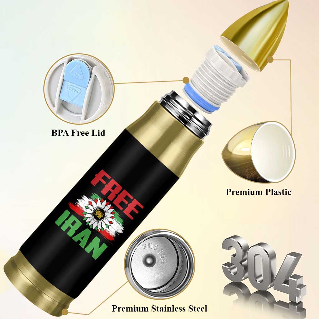 Free Iran Sunflower Bullet Tumbler Persian Flag Lion and Su Iranian Revolution Freedom Supporters