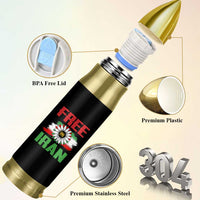 Free Iran Sunflower Bullet Tumbler Persian Flag Lion and Su Iranian Revolution Freedom Supporters