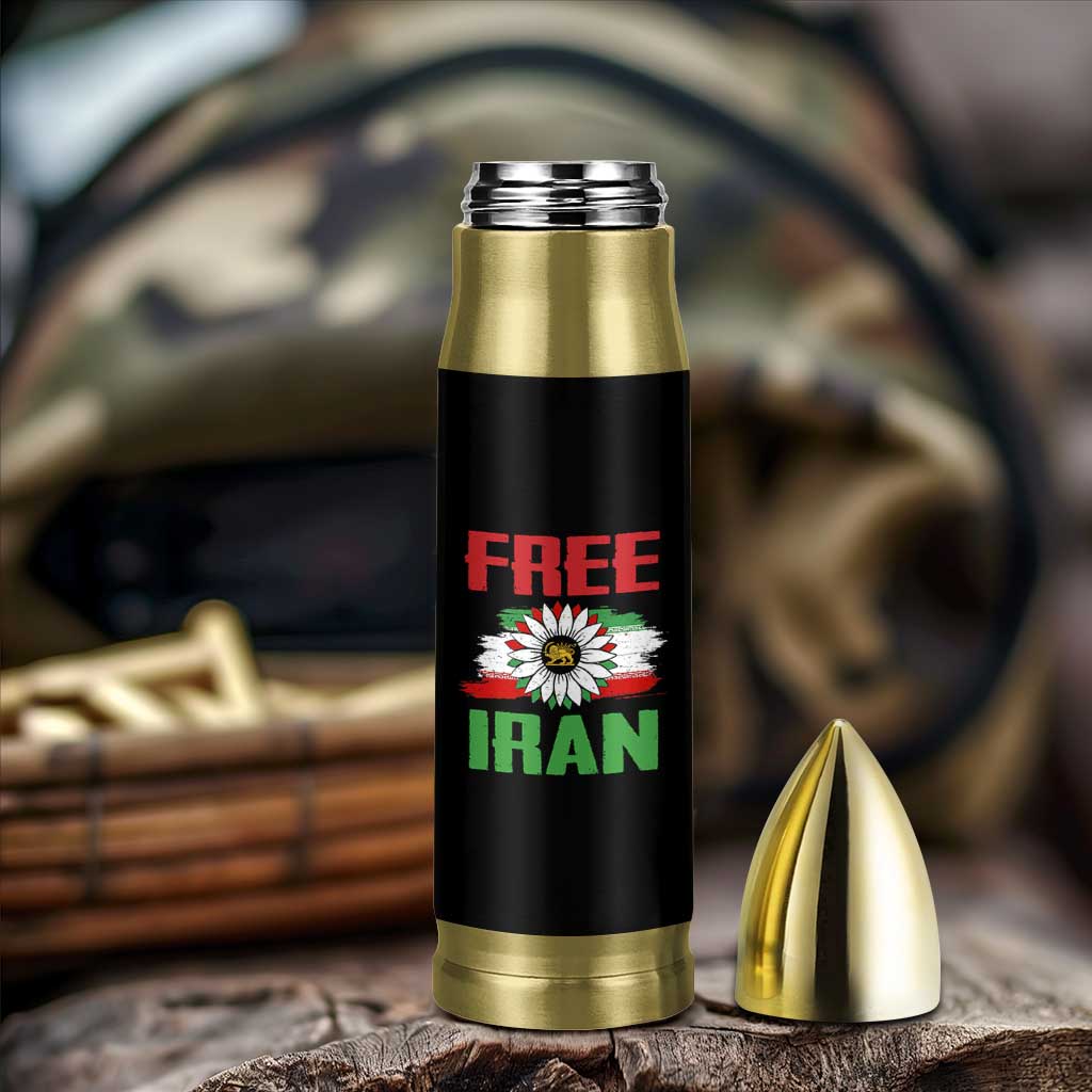 Free Iran Sunflower Bullet Tumbler Persian Flag Lion and Su Iranian Revolution Freedom Supporters