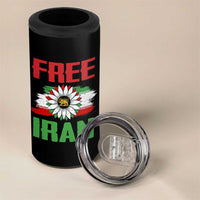 Free Iran Sunflower 4 in 1 Can Cooler Tumbler Persian Flag Lion and Su Iranian Revolution Freedom Supporters