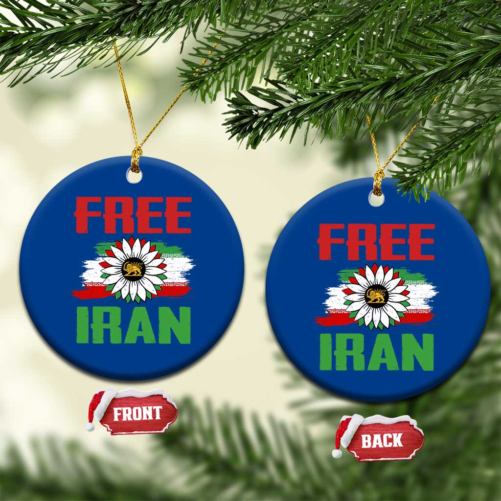Free Iran Sunflower Ceramic Ornament Persian Flag Lion and Su Iranian Revolution Freedom Supporters