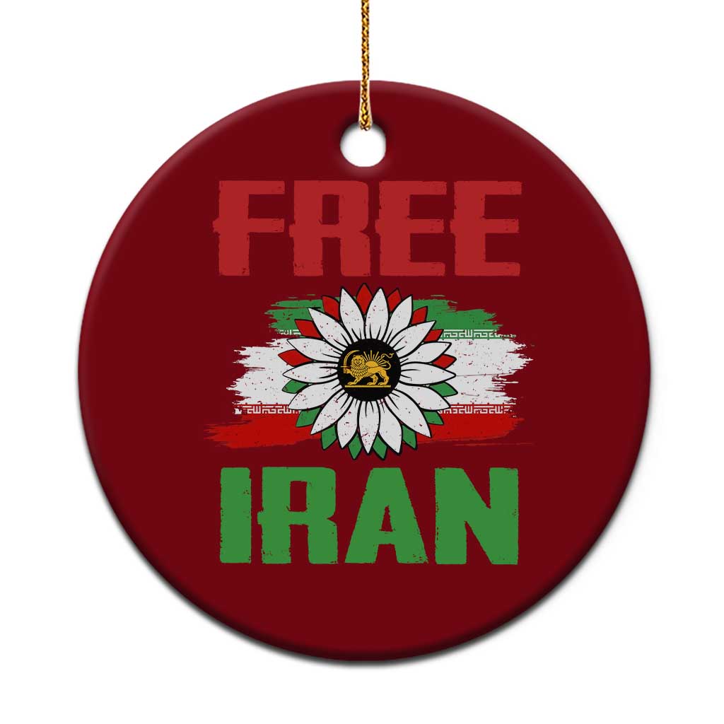 Free Iran Sunflower Ceramic Ornament Persian Flag Lion and Su Iranian Revolution Freedom Supporters