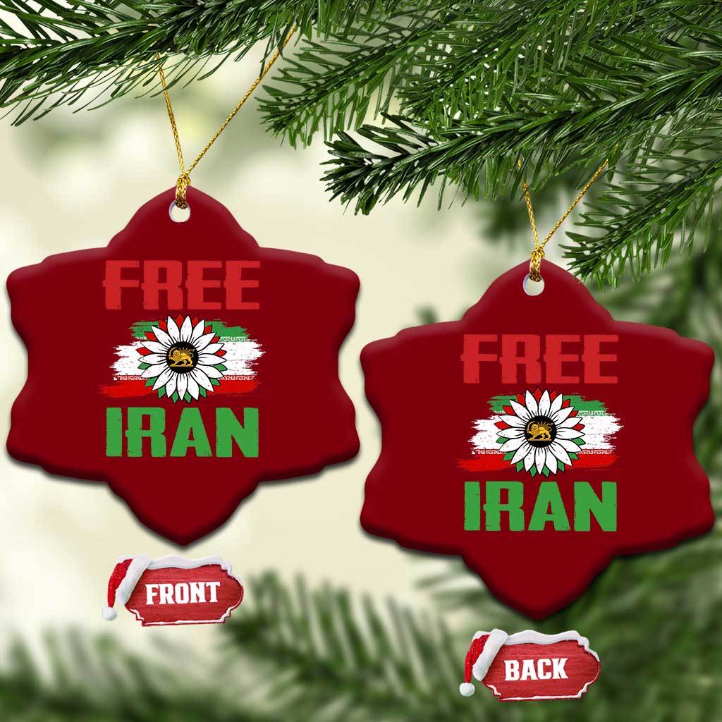 Free Iran Sunflower Ceramic Ornament Persian Flag Lion and Su Iranian Revolution Freedom Supporters