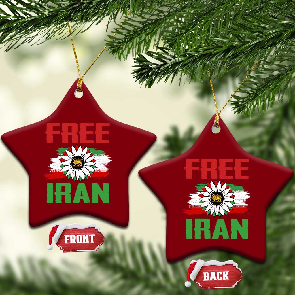 Free Iran Sunflower Ceramic Ornament Persian Flag Lion and Su Iranian Revolution Freedom Supporters