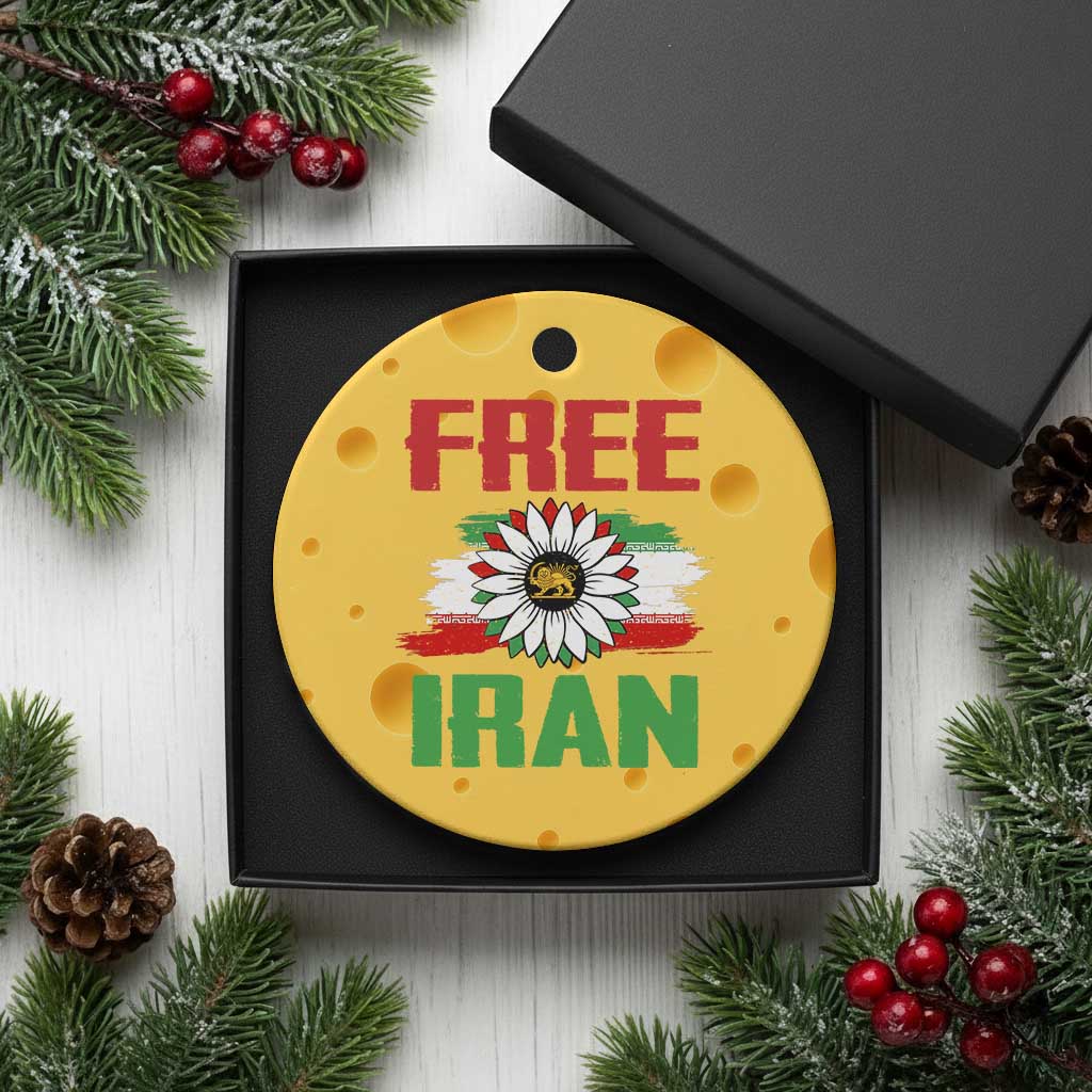 Free Iran Sunflower Ceramic Ornament Persian Flag Lion and Su Iranian Revolution Freedom Supporters