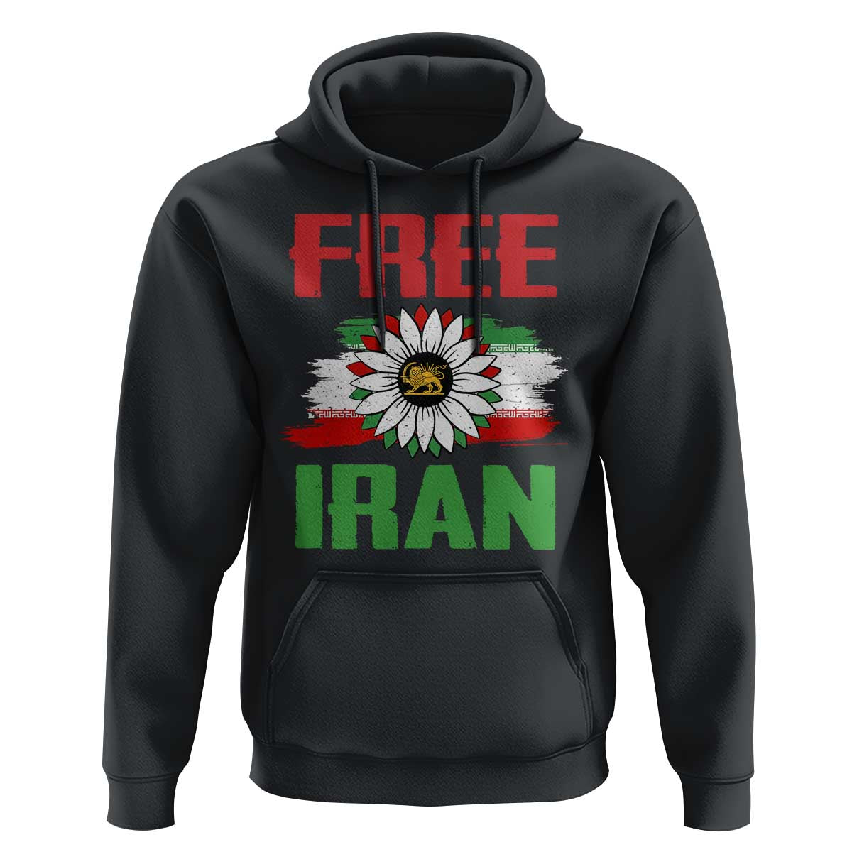 Free Iran Sunflower Hoodie Persian Flag Lion and Su Iranian Revolution Freedom Supporters