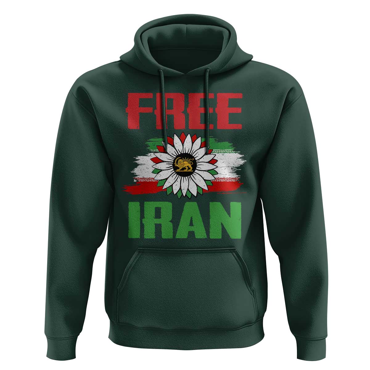 Free Iran Sunflower Hoodie Persian Flag Lion and Su Iranian Revolution Freedom Supporters