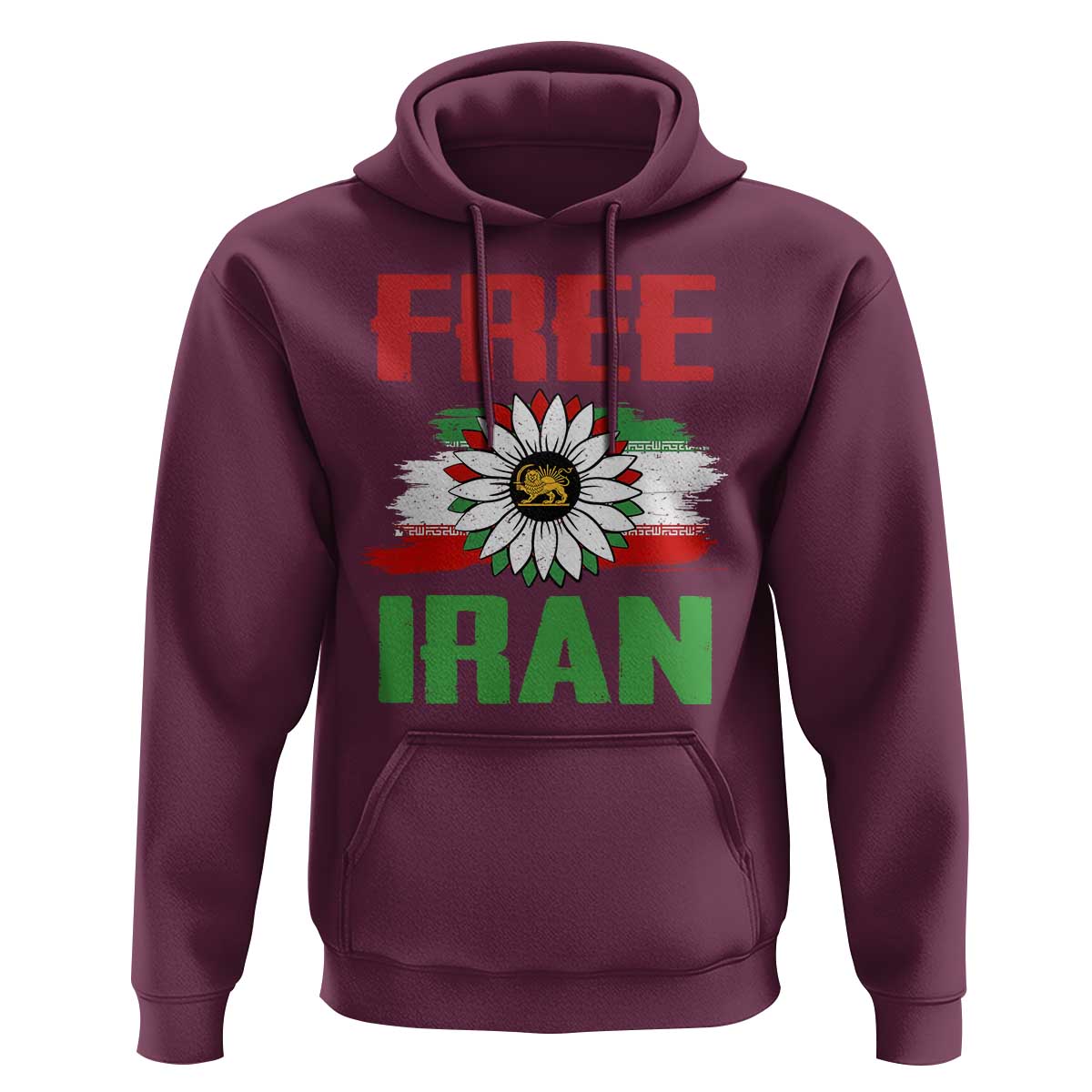 Free Iran Sunflower Hoodie Persian Flag Lion and Su Iranian Revolution Freedom Supporters