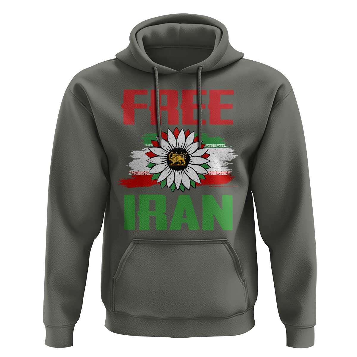 Free Iran Sunflower Hoodie Persian Flag Lion and Su Iranian Revolution Freedom Supporters