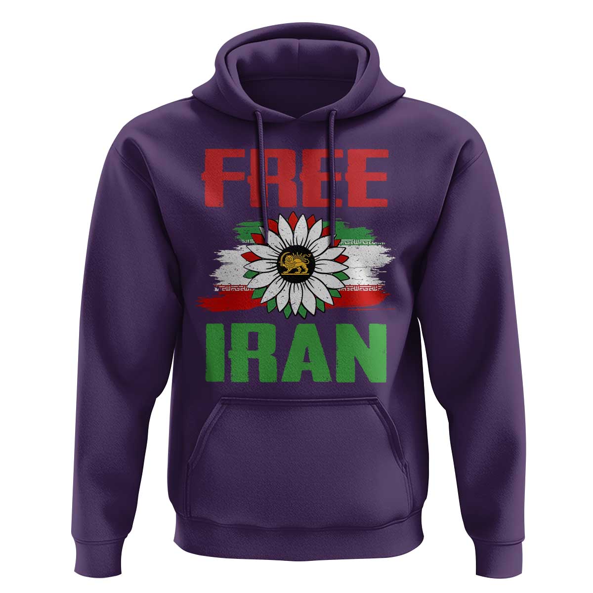 Free Iran Sunflower Hoodie Persian Flag Lion and Su Iranian Revolution Freedom Supporters