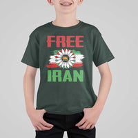 Free Iran Sunflower T Shirt For Kid Persian Flag Lion and Su Iranian Revolution Freedom Supporters