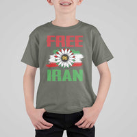 Free Iran Sunflower T Shirt For Kid Persian Flag Lion and Su Iranian Revolution Freedom Supporters
