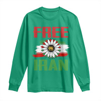 Free Iran Sunflower Long Sleeve Shirt Persian Flag Lion and Su Iranian Revolution Freedom Supporters