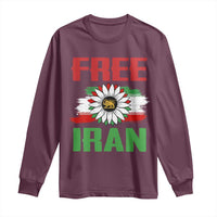 Free Iran Sunflower Long Sleeve Shirt Persian Flag Lion and Su Iranian Revolution Freedom Supporters