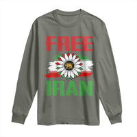 Free Iran Sunflower Long Sleeve Shirt Persian Flag Lion and Su Iranian Revolution Freedom Supporters