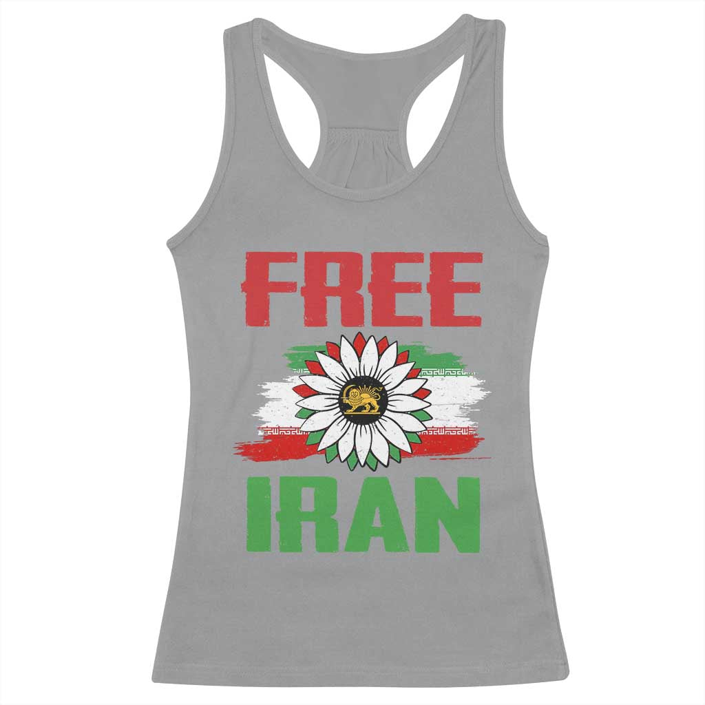 Free Iran Sunflower Racerback Tank Top Persian Flag Lion and Su Iranian Revolution Freedom Supporters