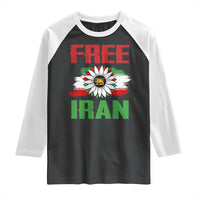 Free Iran Sunflower Raglan Shirt Persian Flag Lion and Su Iranian Revolution Freedom Supporters