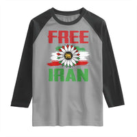 Free Iran Sunflower Raglan Shirt Persian Flag Lion and Su Iranian Revolution Freedom Supporters