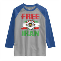 Free Iran Sunflower Raglan Shirt Persian Flag Lion and Su Iranian Revolution Freedom Supporters
