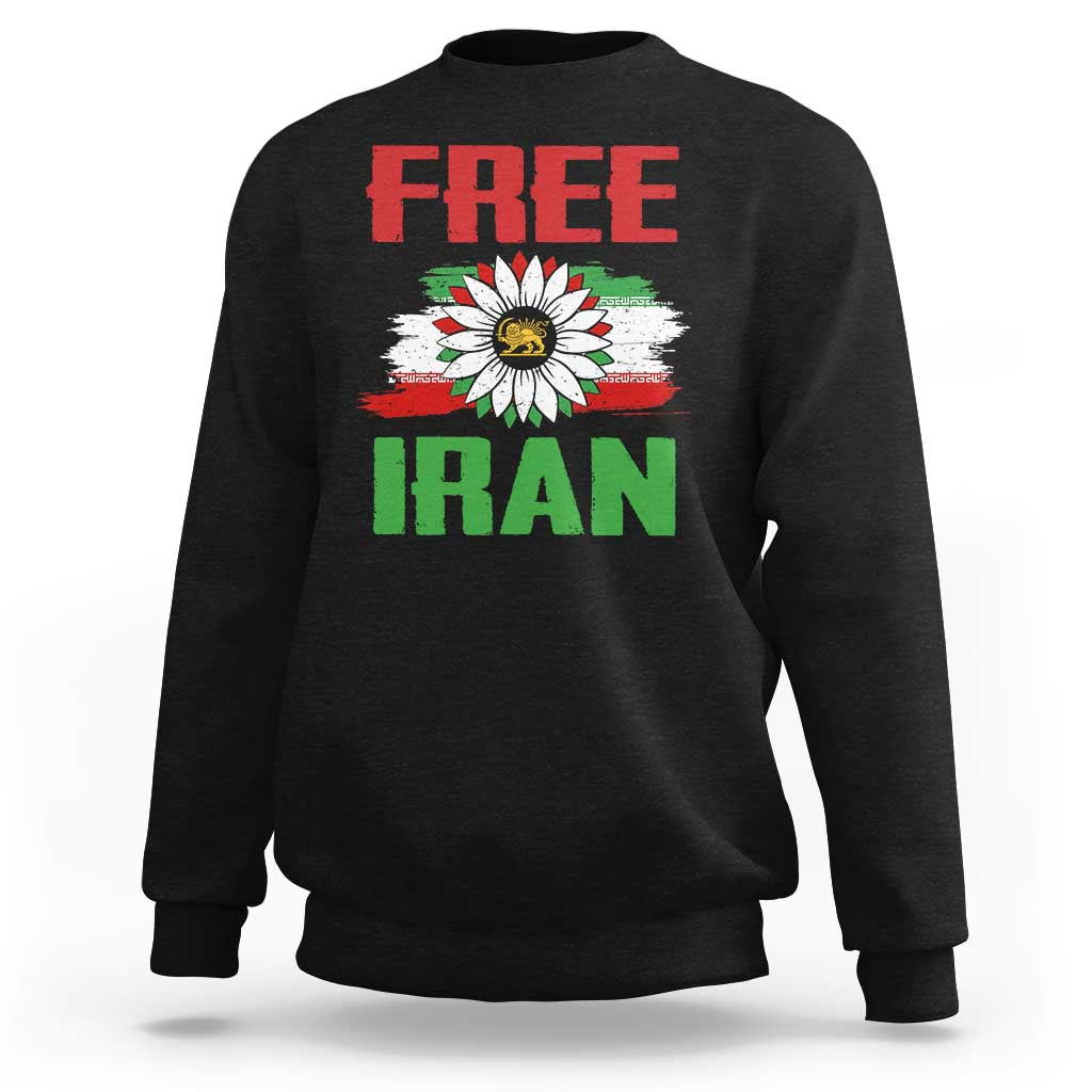 Free Iran Sunflower Sweatshirt Persian Flag Lion and Su Iranian Revolution Freedom Supporters