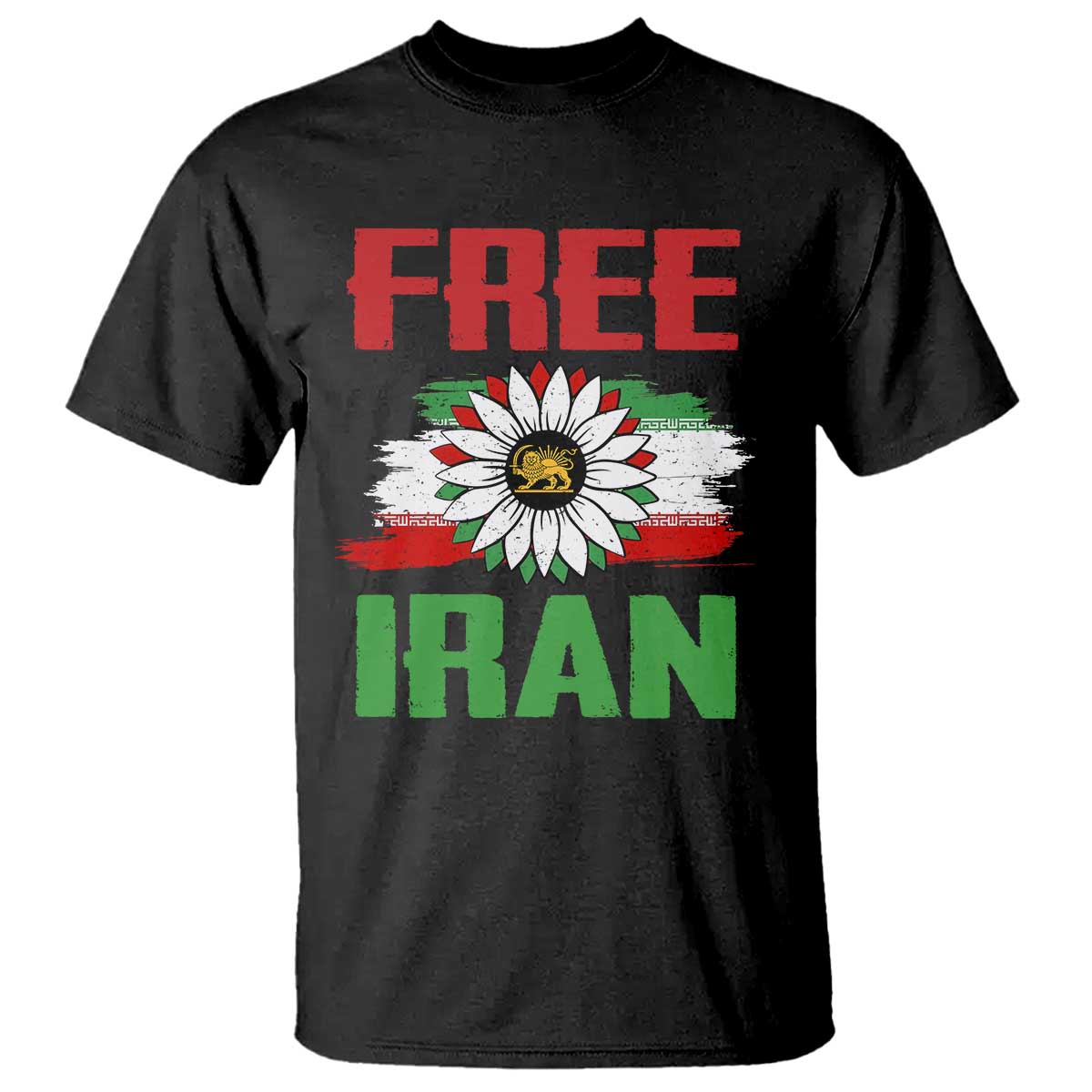 Free Iran Sunflower T Shirt Persian Flag Lion and Su Iranian Revolution Freedom Supporters