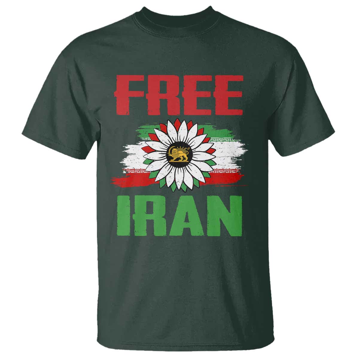 Free Iran Sunflower T Shirt Persian Flag Lion and Su Iranian Revolution Freedom Supporters