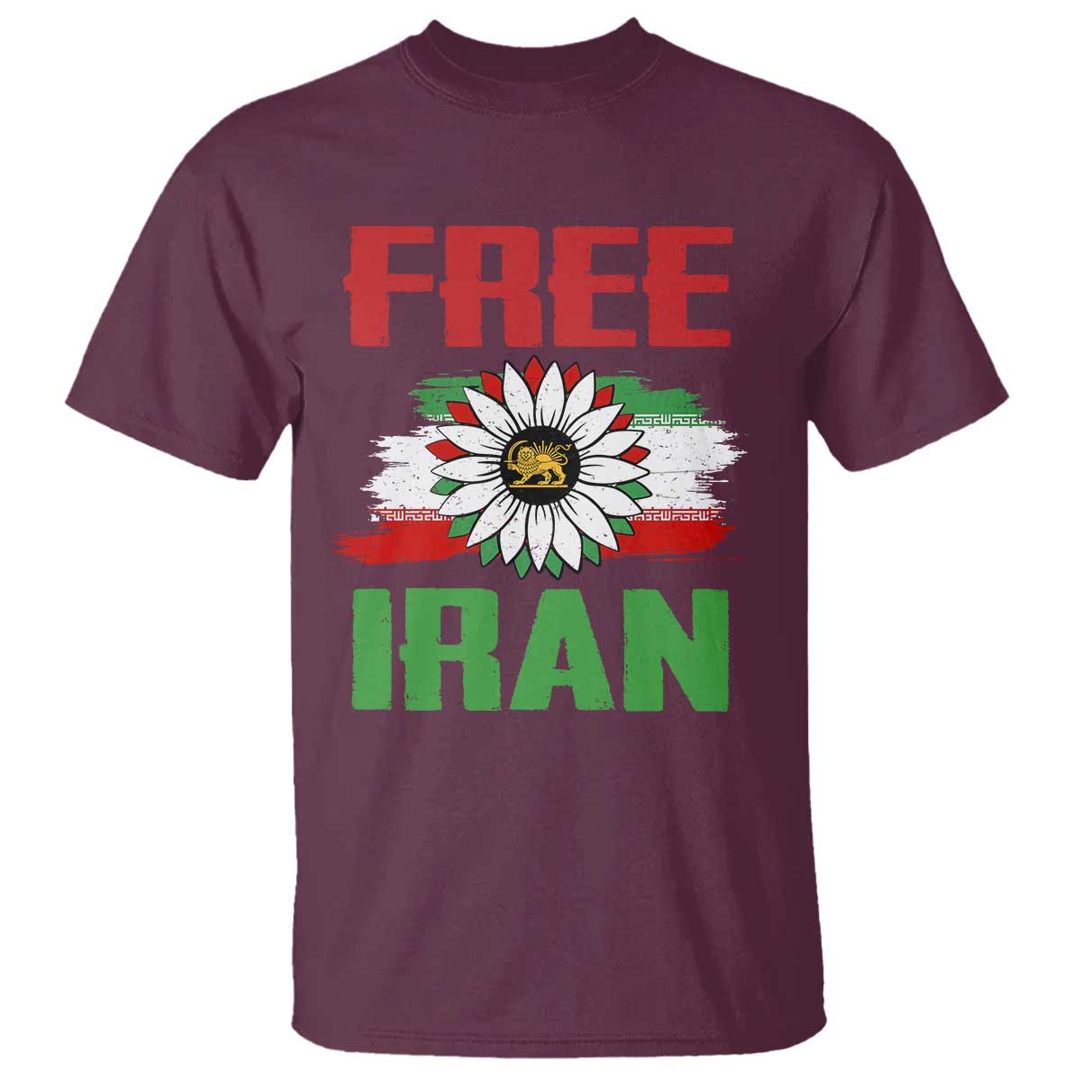 Free Iran Sunflower T Shirt Persian Flag Lion and Su Iranian Revolution Freedom Supporters