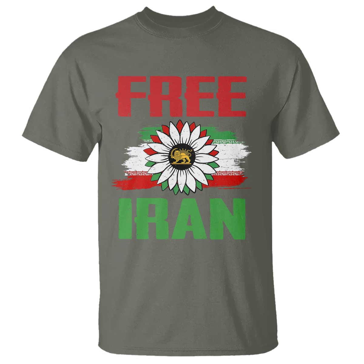 Free Iran Sunflower T Shirt Persian Flag Lion and Su Iranian Revolution Freedom Supporters