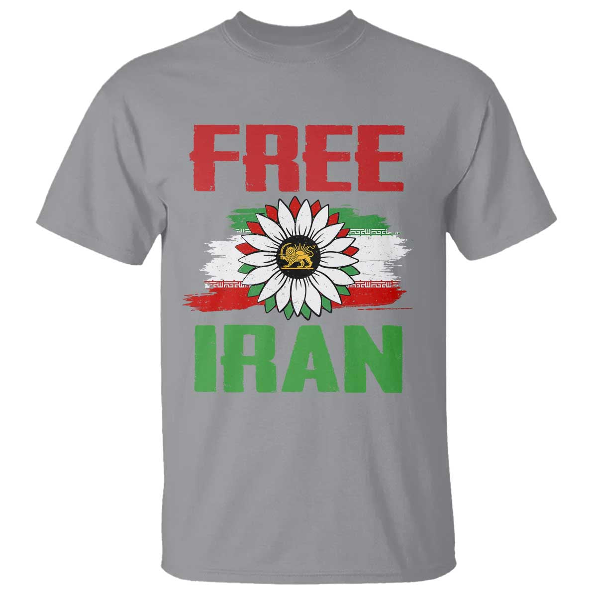 Free Iran Sunflower T Shirt Persian Flag Lion and Su Iranian Revolution Freedom Supporters