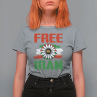 Free Iran Sunflower T Shirt For Women Persian Flag Lion and Su Iranian Revolution Freedom Supporters