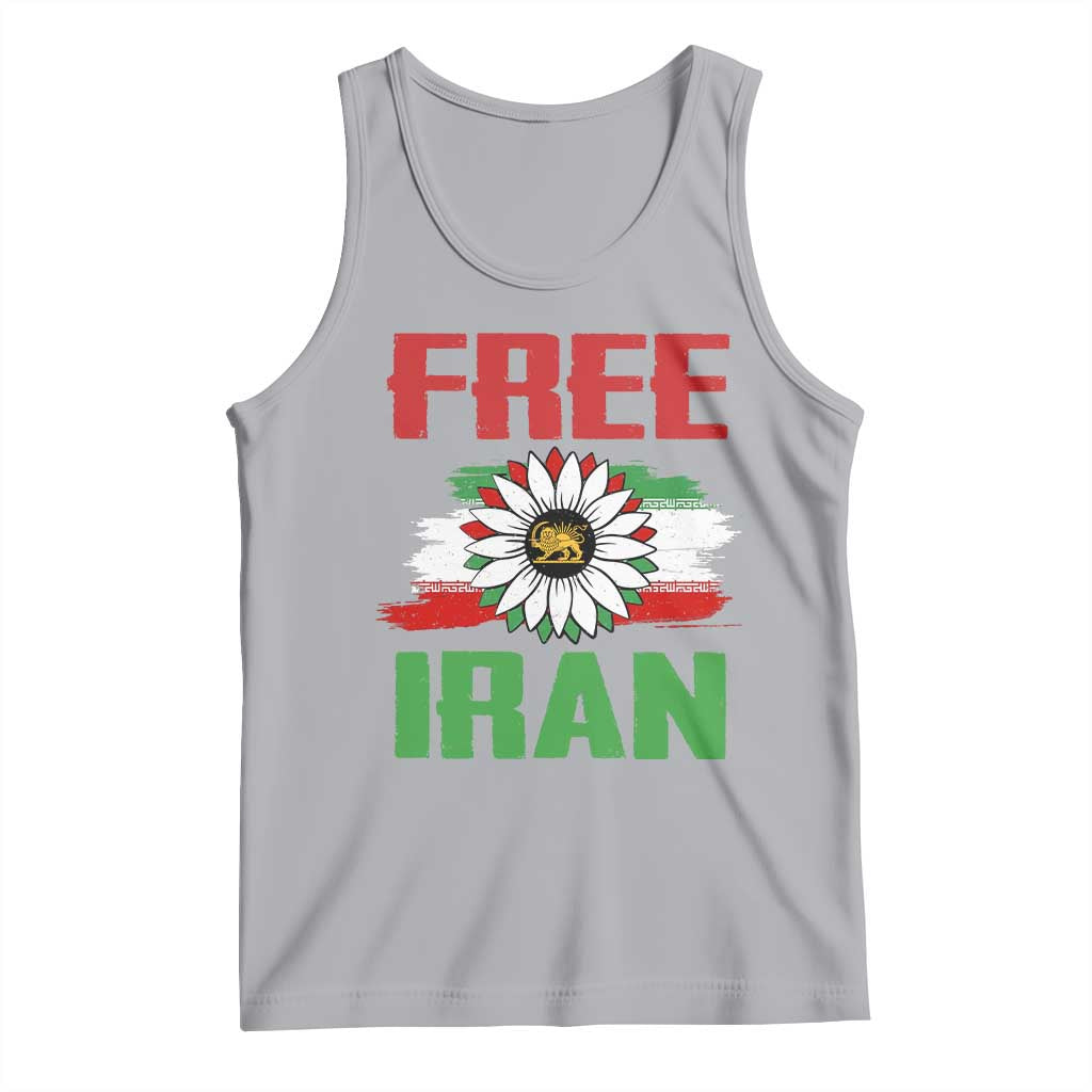 Free Iran Sunflower Tank Top Persian Flag Lion and Su Iranian Revolution Freedom Supporters
