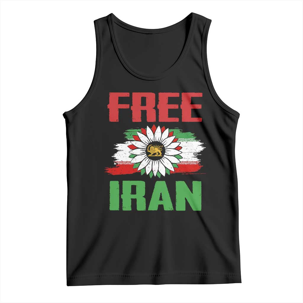Free Iran Sunflower Tank Top Persian Flag Lion and Su Iranian Revolution Freedom Supporters
